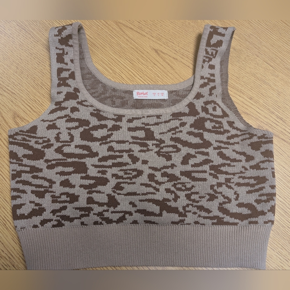 ROMWE Brown Patterned Knit Top